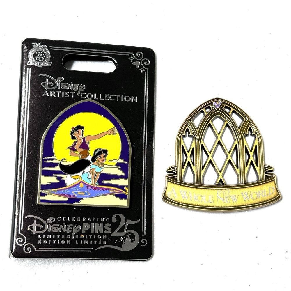 Disney Aladdin and Jasmine Magnetic Window Pin Artist Collection Jes Willis NEW‎